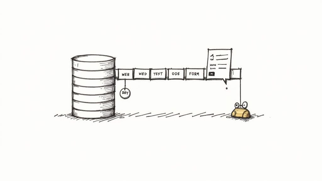 A developer staring at code, looking stressed, with the caption ‘When you define the same fields in models.py, forms.py, and the template.’