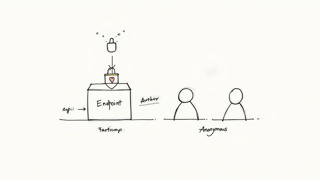 A diagram illustrates a secure endpoint receiving input, featuring labels for &lsquo;Author&rsquo; and &lsquo;Anonymous&rsquo; users.