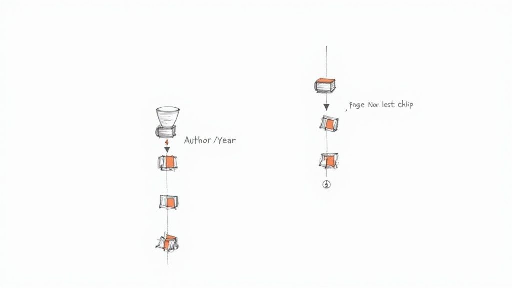 Hand-drawn diagrams depict the process of extracting information and citations from books.
