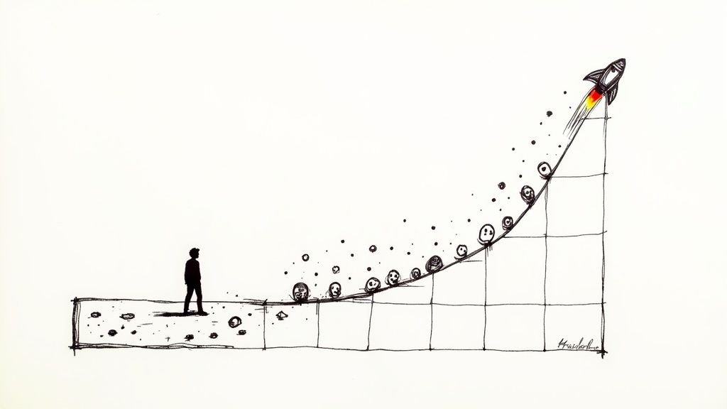 A person at a crossroads, representing a founder making a critical tech decision.